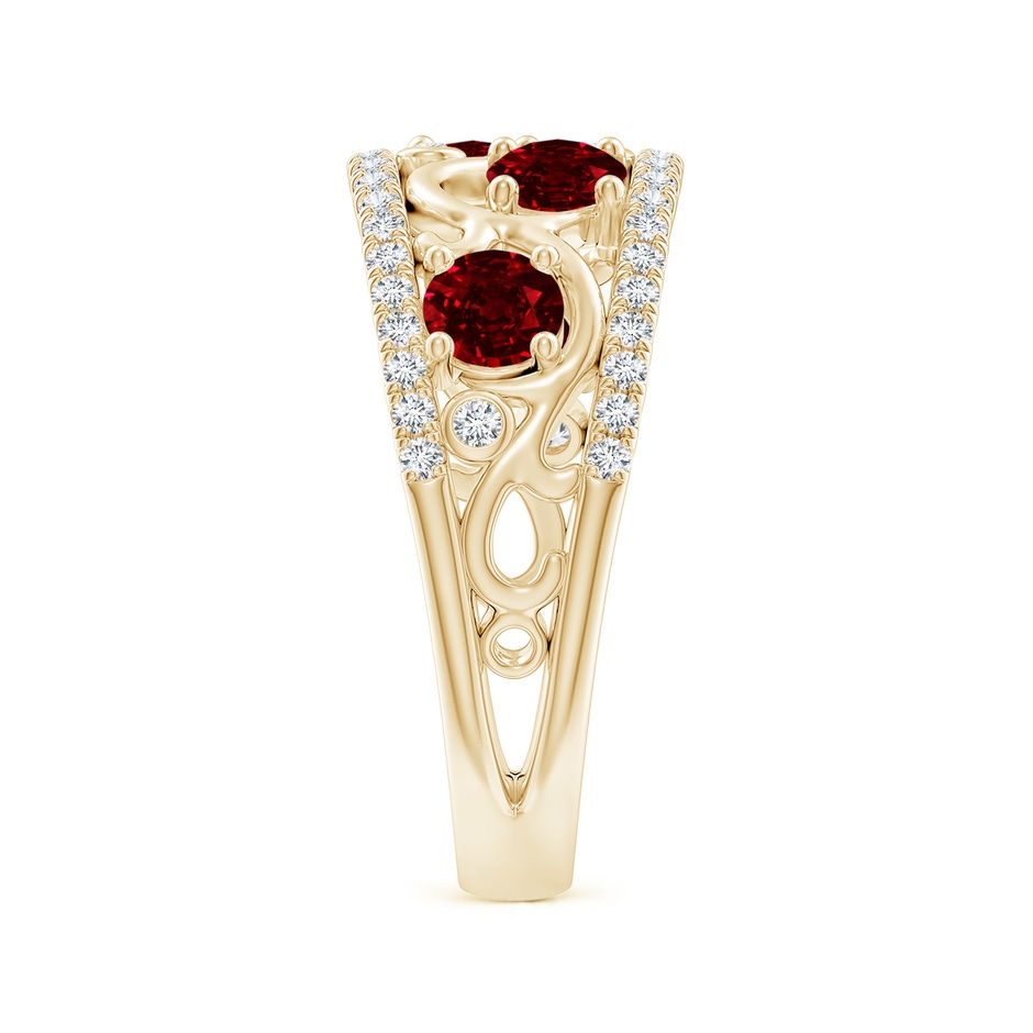 4mm AAAA Nature Inspired Round Ruby & Diamond Filigree Ring in 18K Yellow Gold side 299
