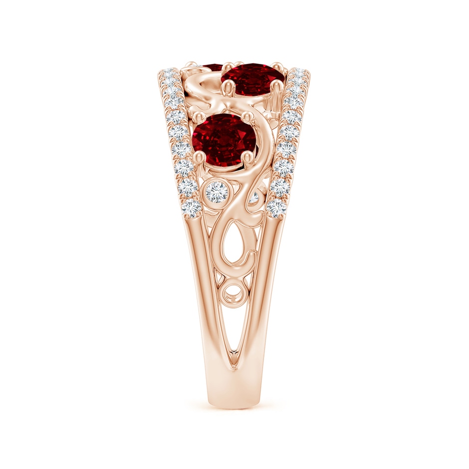 4mm AAAA Nature Inspired Round Ruby & Diamond Filigree Ring in Rose Gold side 299