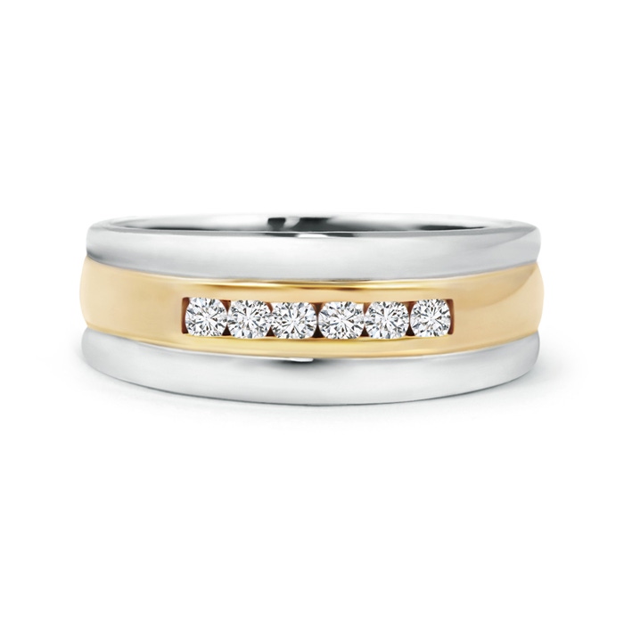 2mm HSI2 Channel Set Men's Diamond Wedding Ring in Two Tone Gold in 105 White Gold Yellow Gold side 299