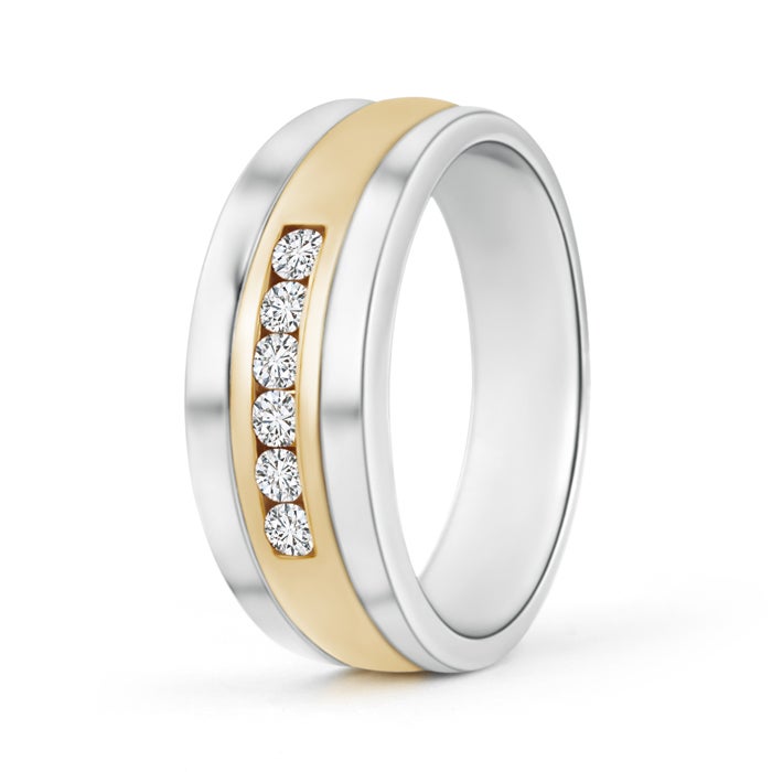 Channel Set Men's Diamond Wedding Ring in Two Tone Gold