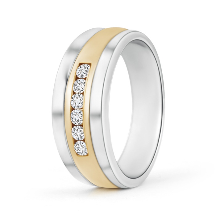 2mm HSI2 Channel Set Men's Diamond Wedding Ring in Two Tone Gold in 85 White Gold Yellow Gold