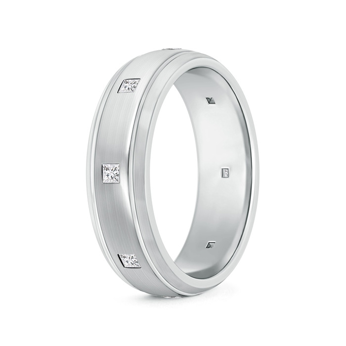 2mm HSI2 Princess Diamond Low Dome Comfort Fit Wedding Ring for Him in 65 White Gold