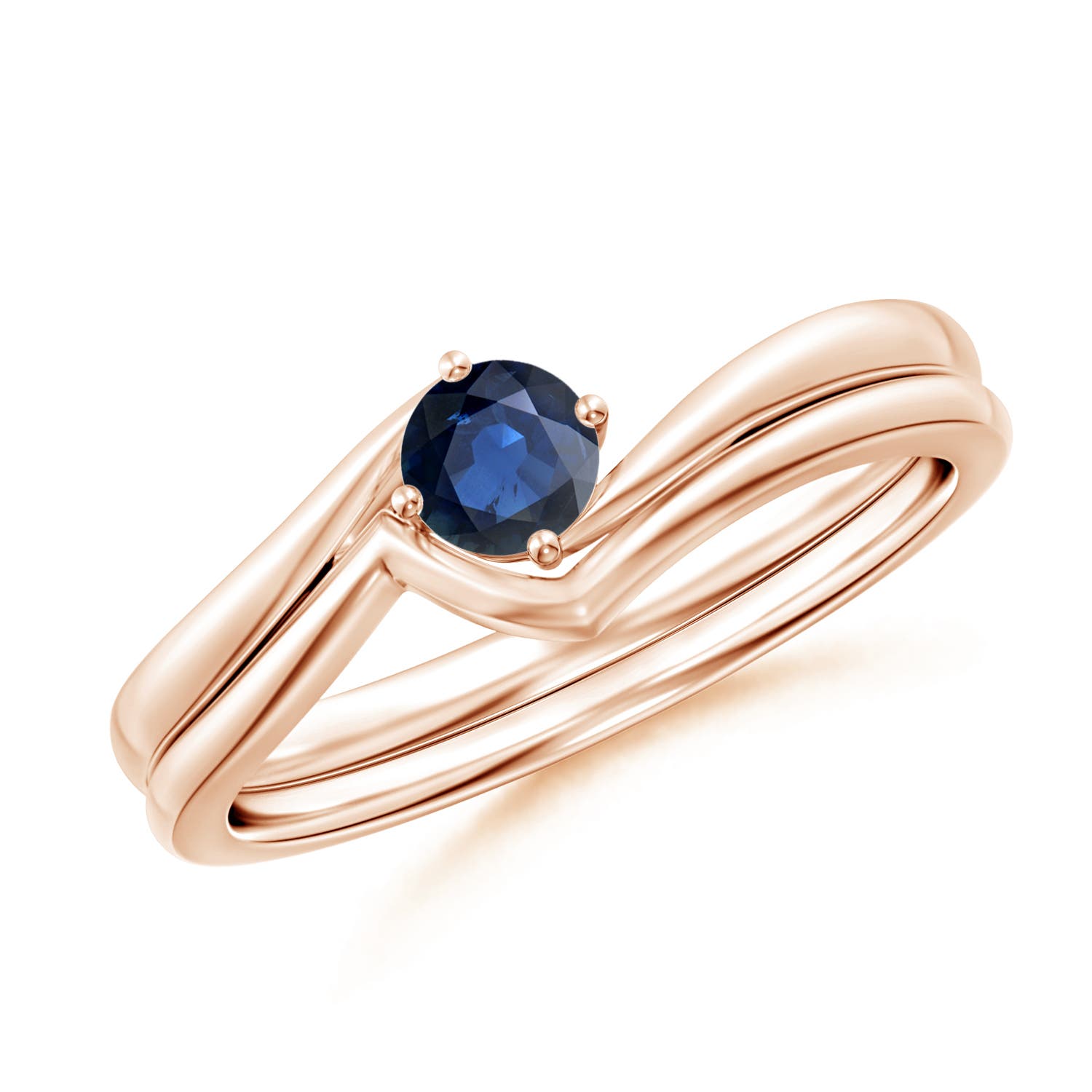AA - Blue Sapphire / 0.33 CT / 14 KT Rose Gold