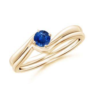 4mm AAA Round Blue Sapphire Bypass Bridal Set in 9K Yellow Gold