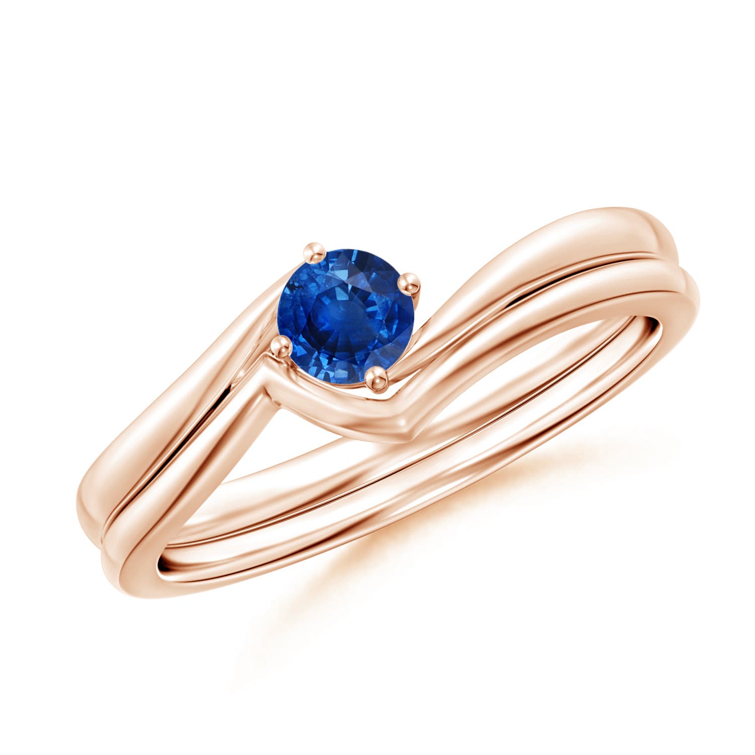 AAA - Blue Sapphire / 0.33 CT / 14 KT Rose Gold