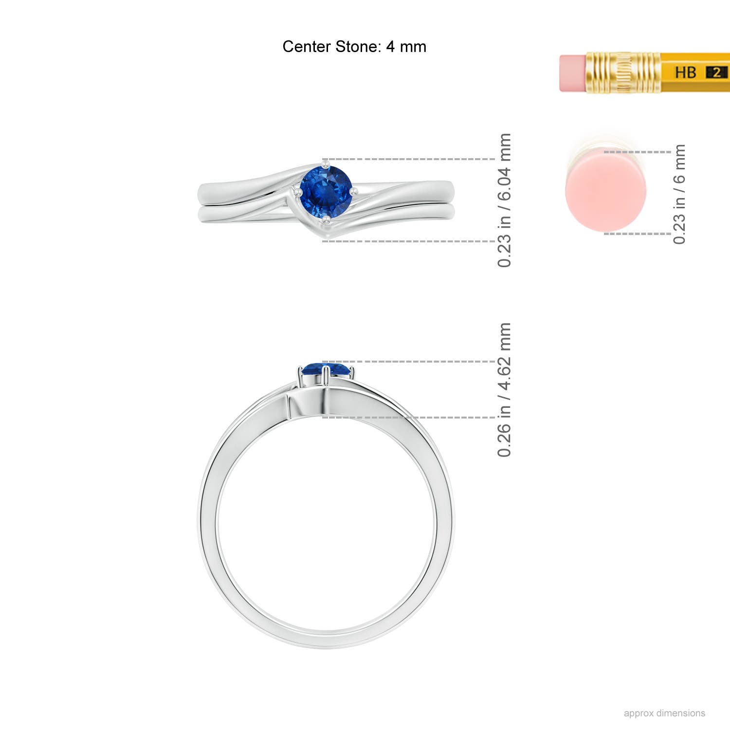 AAA - Blue Sapphire / 0.33 CT / 14 KT White Gold
