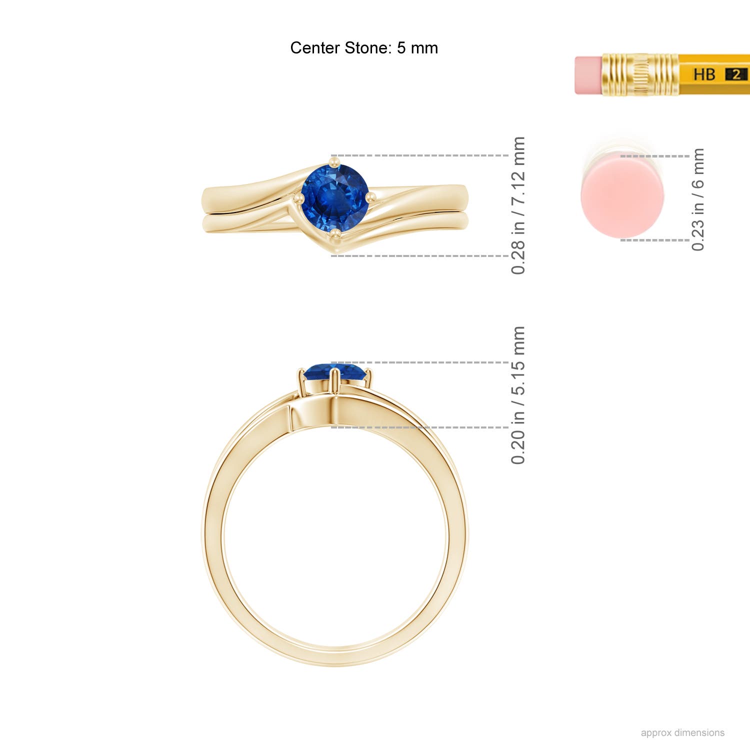 AAA - Blue Sapphire / 0.6 CT / 14 KT Yellow Gold