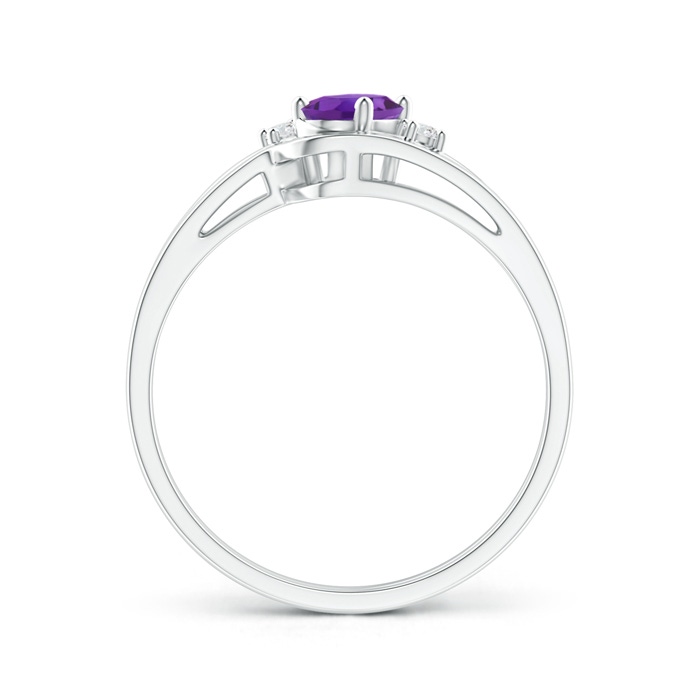 6x4mm AAA Split Shank Amethyst Engagement Ring with Wedding Band in P950 Platinum product image