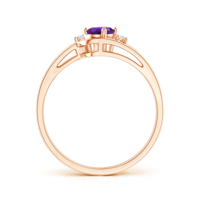 6x4mm AAAA Split Shank Amethyst Engagement Ring with Wedding Band in Rose Gold product image