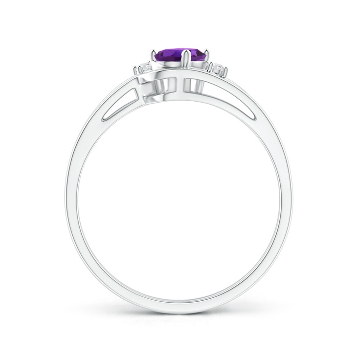 6x4mm AAAA Split Shank Amethyst Engagement Ring with Wedding Band in White Gold product image