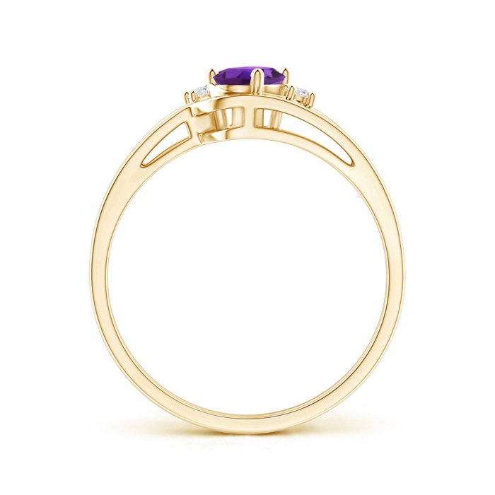 6x4mm AAAA Split Shank Amethyst Engagement Ring with Wedding Band in Yellow Gold Product Image