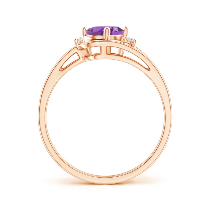 7x5mm A Split Shank Amethyst Engagement Ring with Wedding Band in Rose Gold product image