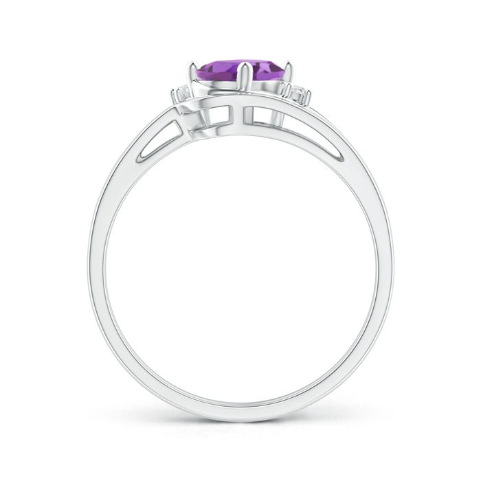 7x5mm A Split Shank Amethyst Engagement Ring with Wedding Band in S999 Silver product image