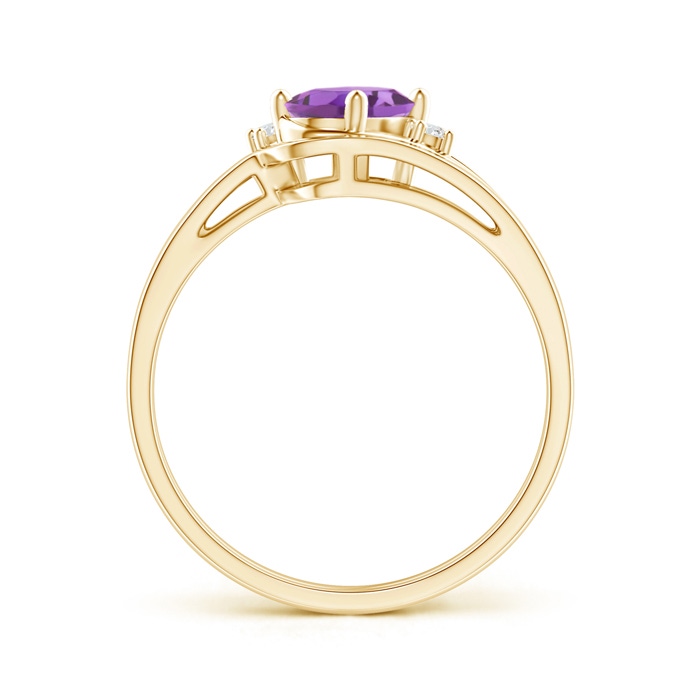 7x5mm A Split Shank Amethyst Engagement Ring with Wedding Band in Yellow Gold product image