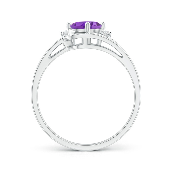 7x5mm AA Split Shank Amethyst Engagement Ring with Wedding Band in P950 Platinum product image