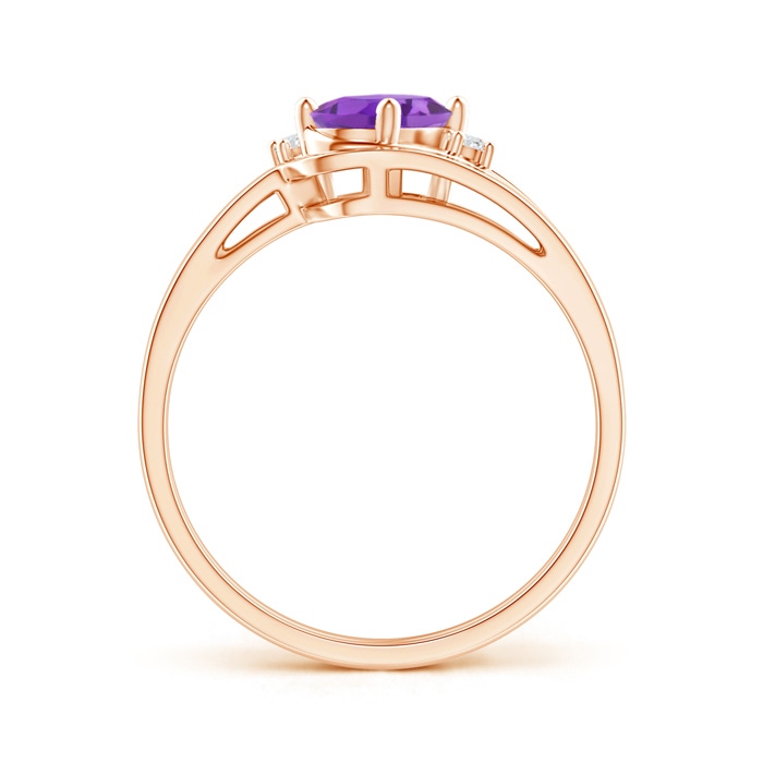 7x5mm AA Split Shank Amethyst Engagement Ring with Wedding Band in Rose Gold product image