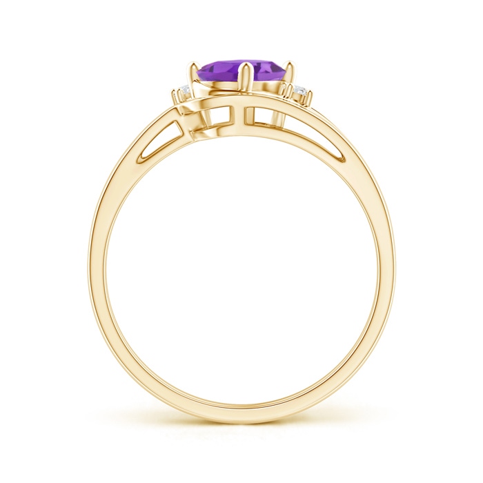 7x5mm AA Split Shank Amethyst Engagement Ring with Wedding Band in Yellow Gold product image