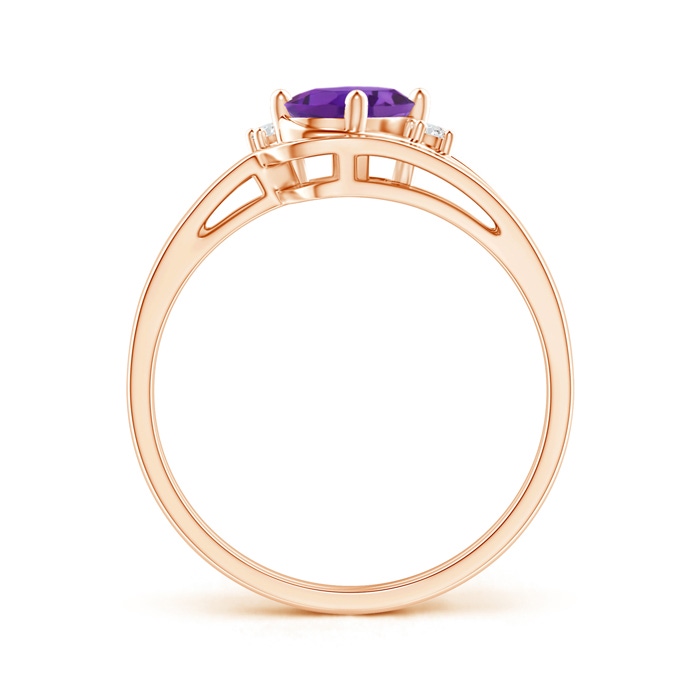 7x5mm AAA Split Shank Amethyst Engagement Ring with Wedding Band in Rose Gold product image