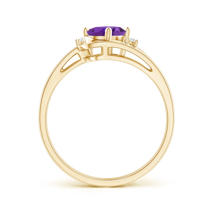 7x5mm AAA Split Shank Amethyst Engagement Ring with Wedding Band in Yellow Gold product image