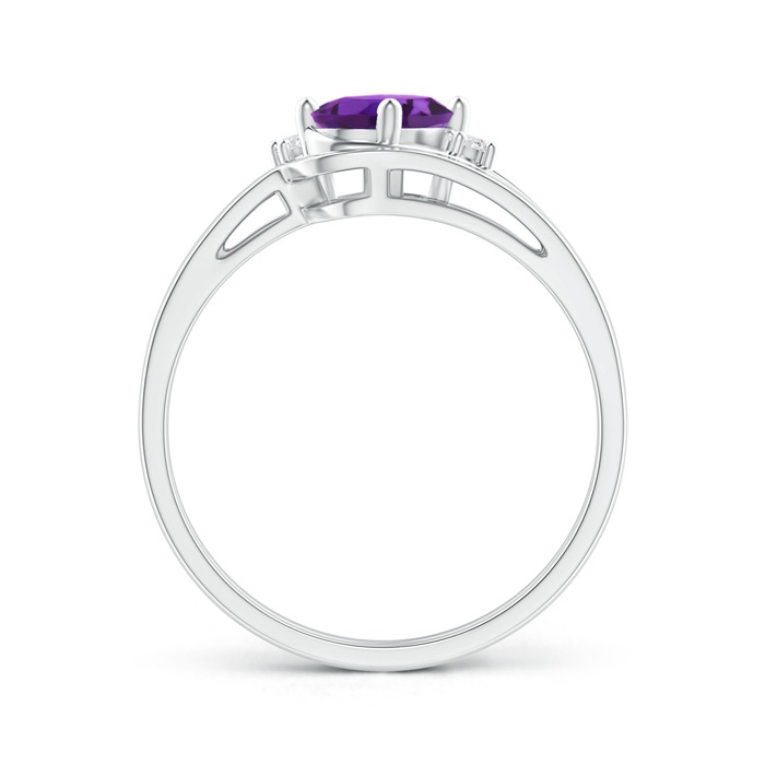 7x5mm AAAA Split Shank Amethyst Engagement Ring with Wedding Band in P950 Platinum product image