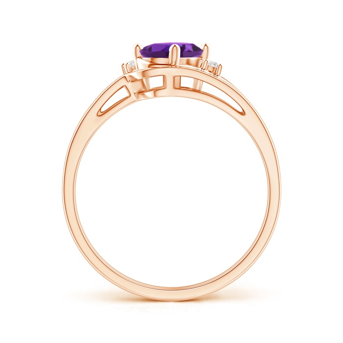 7x5mm AAAA Split Shank Amethyst Engagement Ring with Wedding Band in Rose Gold product image