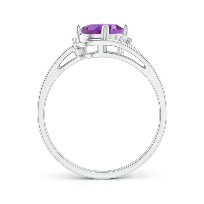 8x6mm A Split Shank Amethyst Engagement Ring with Wedding Band in S999 Silver product image