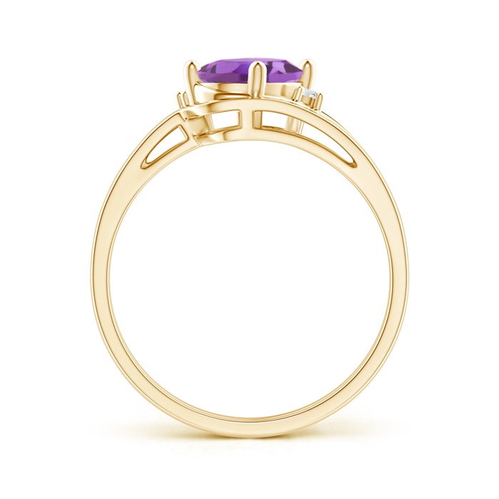 8x6mm A Split Shank Amethyst Engagement Ring with Wedding Band in Yellow Gold product image