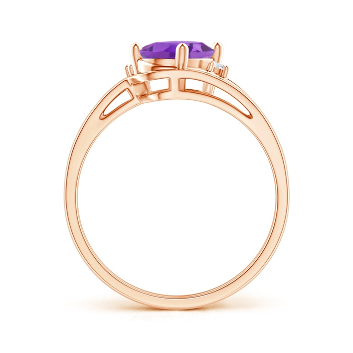 8x6mm AA Split Shank Amethyst Engagement Ring with Wedding Band in Rose Gold product image