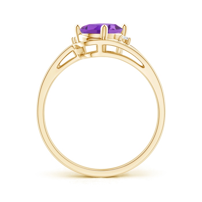 8x6mm AA Split Shank Amethyst Engagement Ring with Wedding Band in Yellow Gold product image