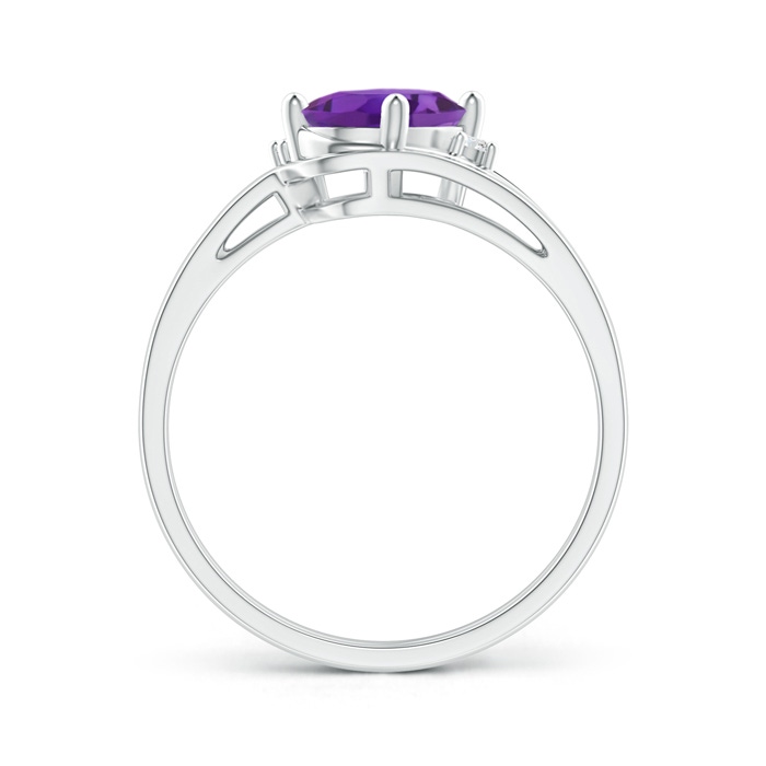 8x6mm AAA Split Shank Amethyst Engagement Ring with Wedding Band in White Gold product image