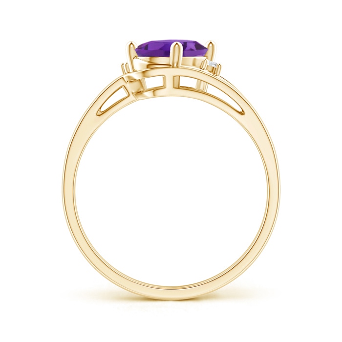 8x6mm AAA Split Shank Amethyst Engagement Ring with Wedding Band in Yellow Gold product image