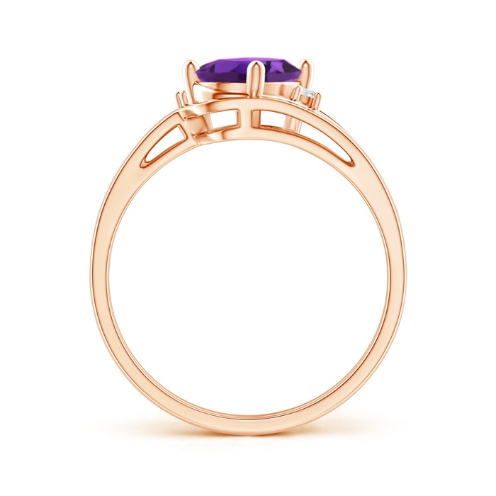 8x6mm AAAA Split Shank Amethyst Engagement Ring with Wedding Band in Rose Gold product image