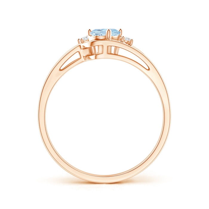 6x4mm A Split Shank Aquamarine Engagement Ring with Wedding Band in Rose Gold product image