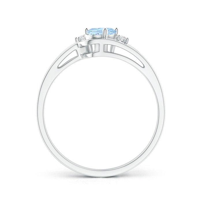 6x4mm AA Split Shank Aquamarine Engagement Ring with Wedding Band in White Gold product image