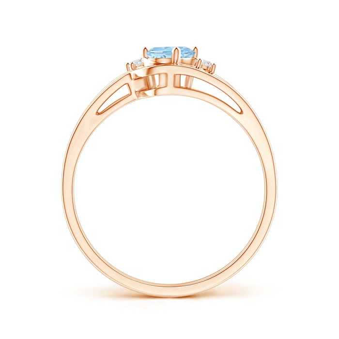 6x4mm AAA Split Shank Aquamarine Engagement Ring with Wedding Band in Rose Gold product image