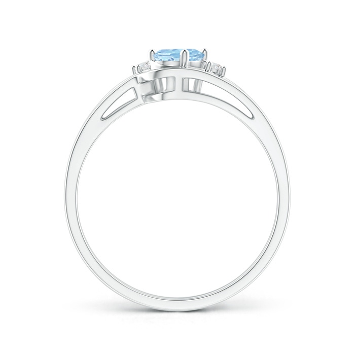 6x4mm AAA Split Shank Aquamarine Engagement Ring with Wedding Band in White Gold product image