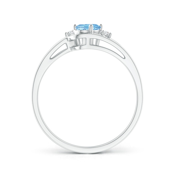 6x4mm AAAA Split Shank Aquamarine Engagement Ring with Wedding Band in P950 Platinum product image