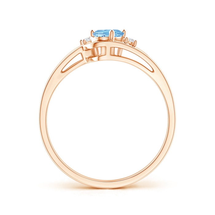 6x4mm AAAA Split Shank Aquamarine Engagement Ring with Wedding Band in Rose Gold product image