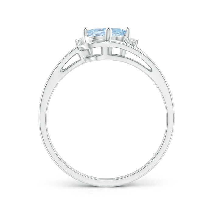 7x5mm A Split Shank Aquamarine Engagement Ring with Wedding Band in White Gold product image