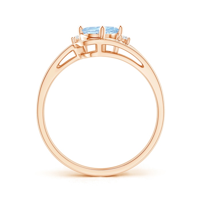 7x5mm AA Split Shank Aquamarine Engagement Ring with Wedding Band in Rose Gold product image