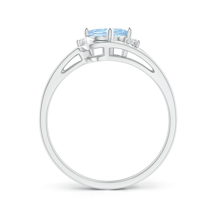 7x5mm AA Split Shank Aquamarine Engagement Ring with Wedding Band in White Gold product image