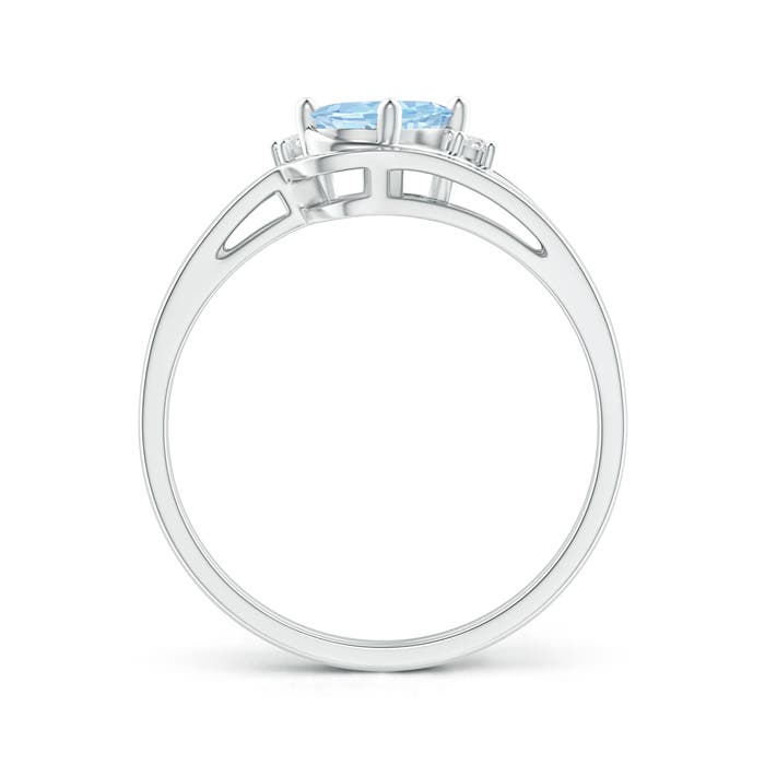 7x5mm AAA Split Shank Aquamarine Engagement Ring with Wedding Band in P950 Platinum