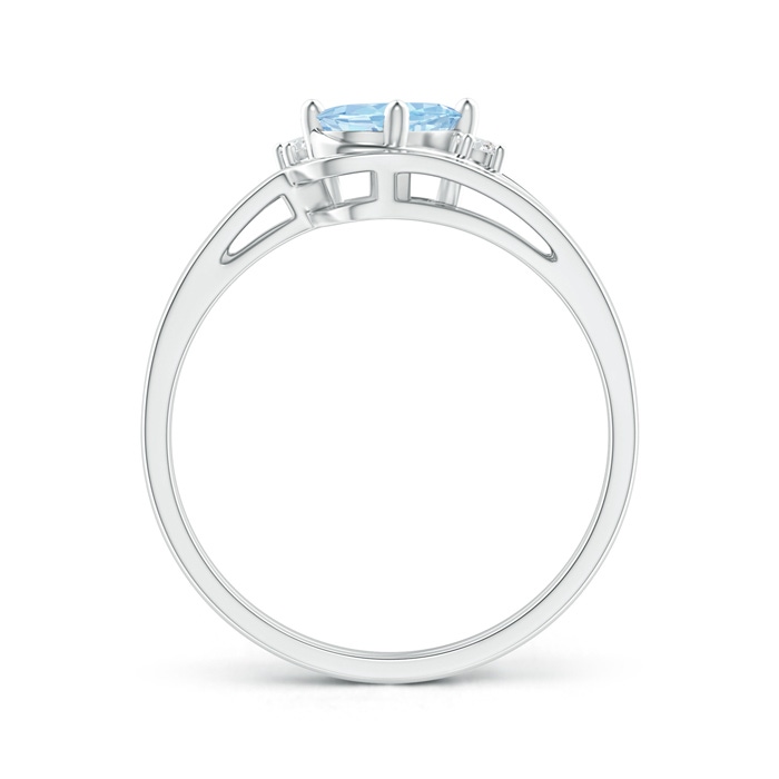 7x5mm AAA Split Shank Aquamarine Engagement Ring with Wedding Band in P950 Platinum product image