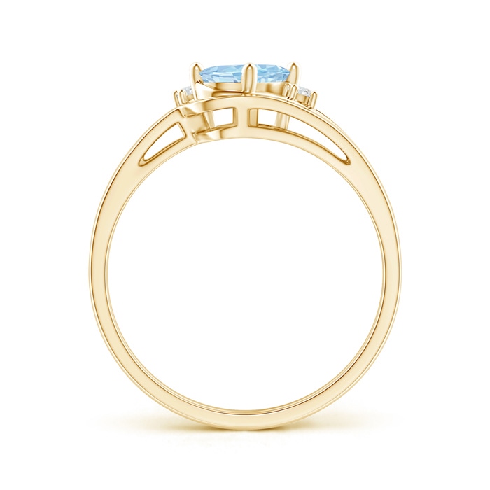 7x5mm AAA Split Shank Aquamarine Engagement Ring with Wedding Band in Yellow Gold product image