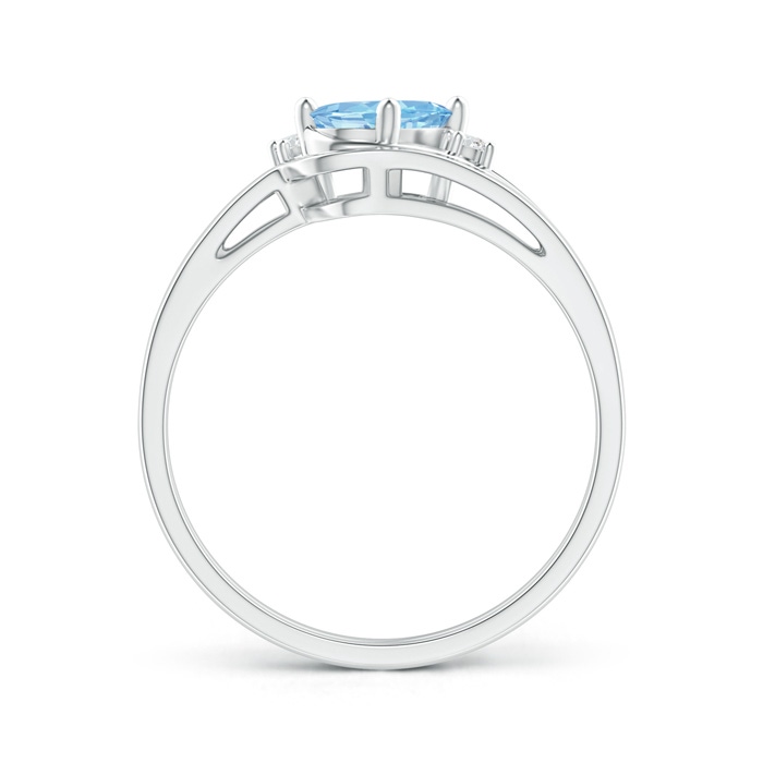 7x5mm AAAA Split Shank Aquamarine Engagement Ring with Wedding Band in P950 Platinum product image