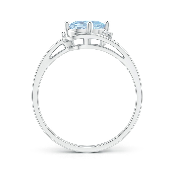 8x6mm A Split Shank Aquamarine Engagement Ring with Wedding Band in White Gold product image