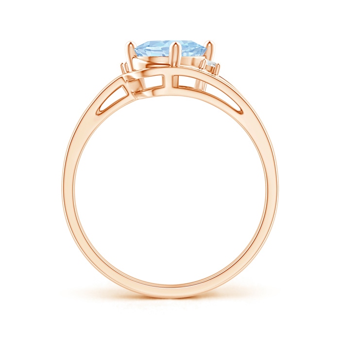 8x6mm AA Split Shank Aquamarine Engagement Ring with Wedding Band in Rose Gold product image