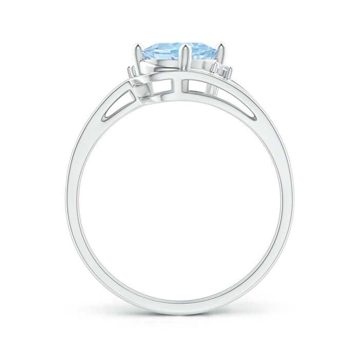 8x6mm AAA Split Shank Aquamarine Engagement Ring with Wedding Band in P950 Platinum product image