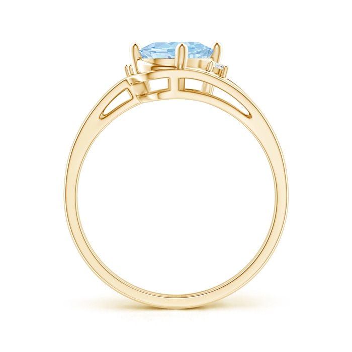 8x6mm AAA Split Shank Aquamarine Engagement Ring with Wedding Band in Yellow Gold product image
