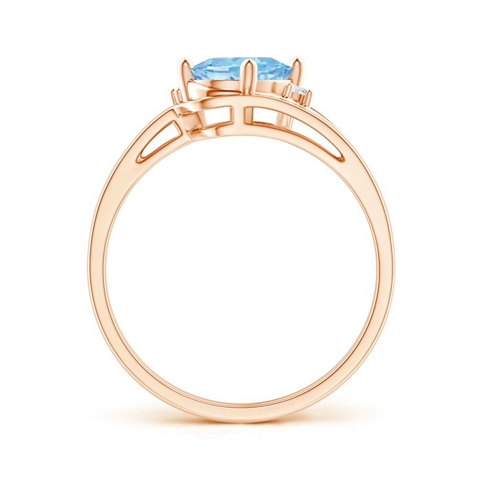 8x6mm AAAA Split Shank Aquamarine Engagement Ring with Wedding Band in Rose Gold product image